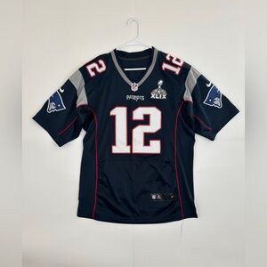 Tom Brady New England Patriots Super Bowl XLIX Navy Blue Football Jersey Size 40